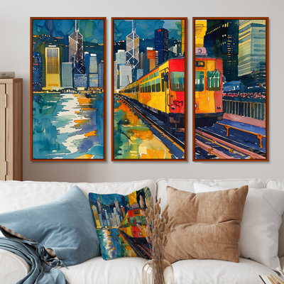 Train à Hongkong Pop Art I - ensemble de salon Wall Art