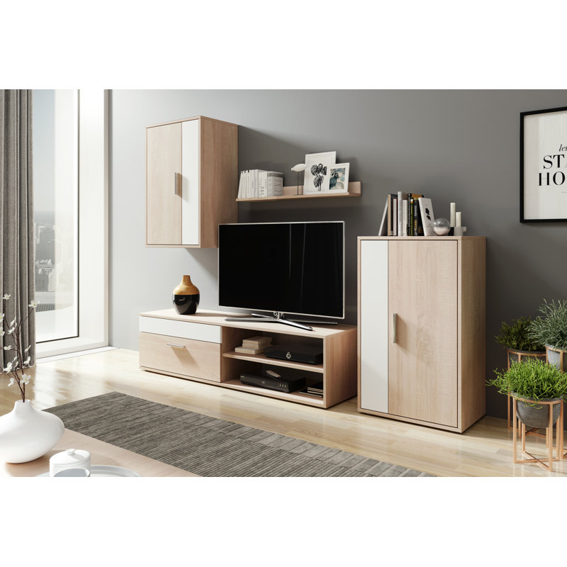 Kristers Unfinished Floating Entertainment Centre for TVs up to 60", Sonoma Oak/White