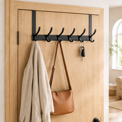 Crochets de porte en aluminium avec 6 crochets pour le rangement de la salle de bain et de la chambre à coucher