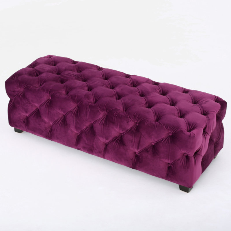 Dannetta Velvet Ottoman, Fuchsia