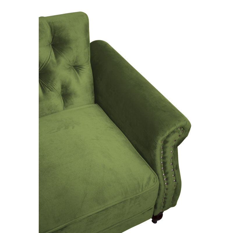 87.8'' Velvet Sofa, Green Velvet