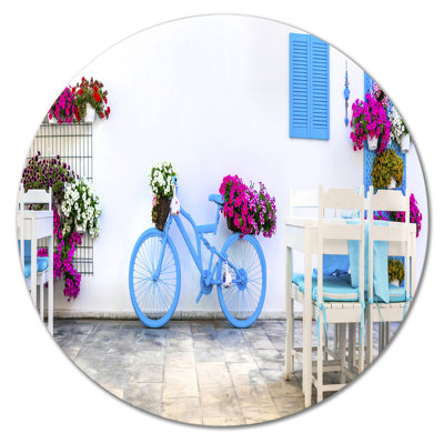 " Blue Old Bicycle With Flowers "
