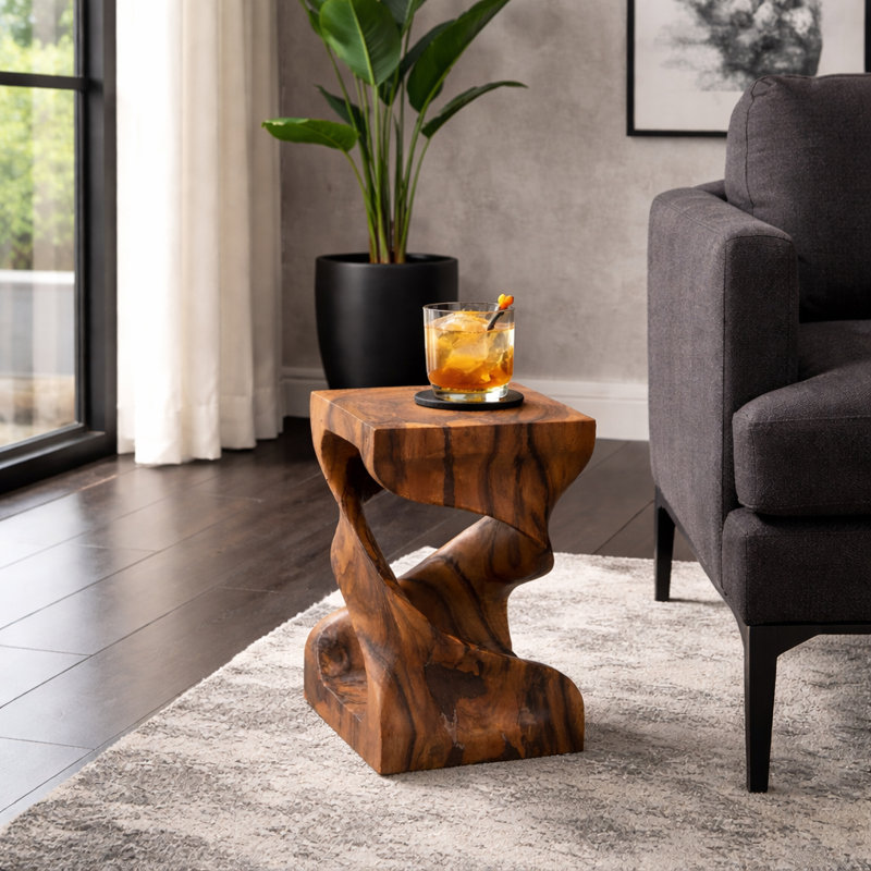 Table de bout et table d'appoint fabriquées à la main en bois massif, table d'appoint en bois naturel pour le salon, la chambre à coucher ou le bureau, petite table de bout, 18 po
