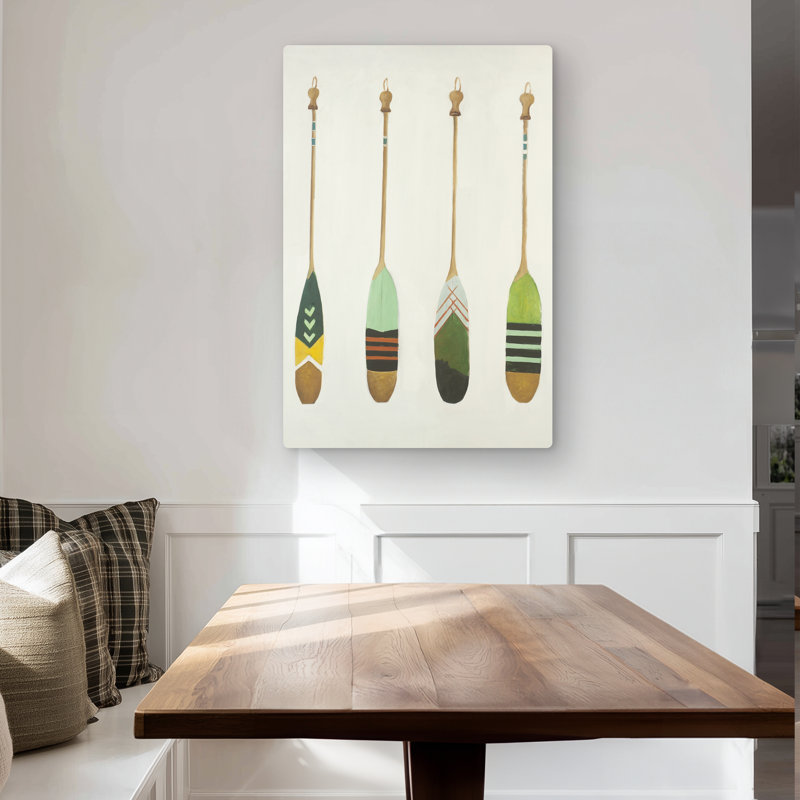 Colorful Nautical Oars - American Brown Metal Print Decor
