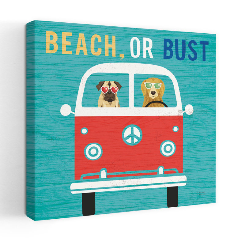 Beach Bums Bus, capricieuse, art côtier, H 32 po x l 32 po