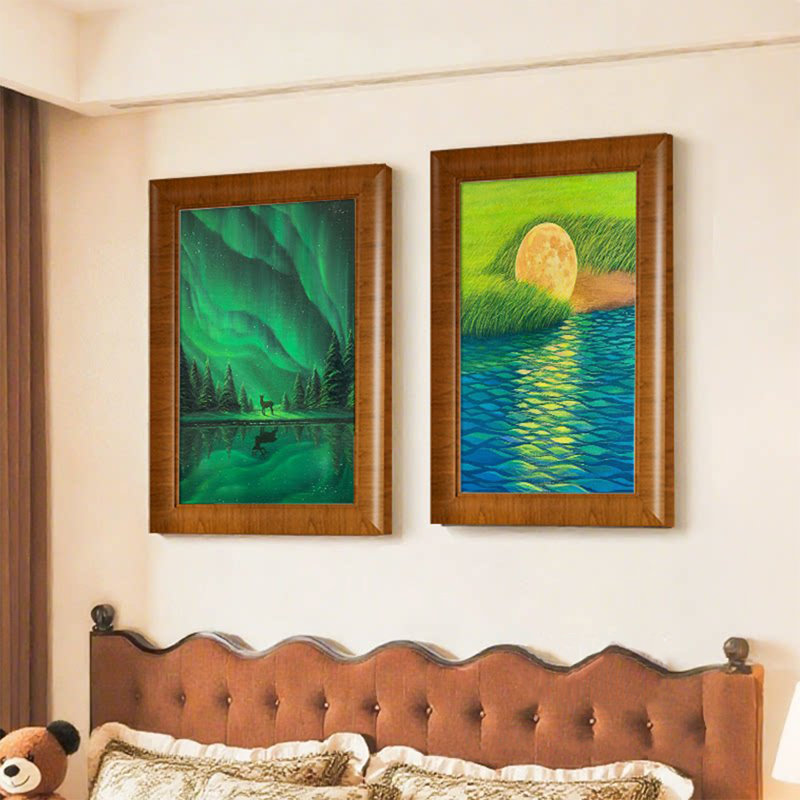 Ensemble d'art mural Mid-Century moderne en toile rectangulaire 2 pièces pour le salon, H 47,24 po x L 62,99 po x l 3,94 po