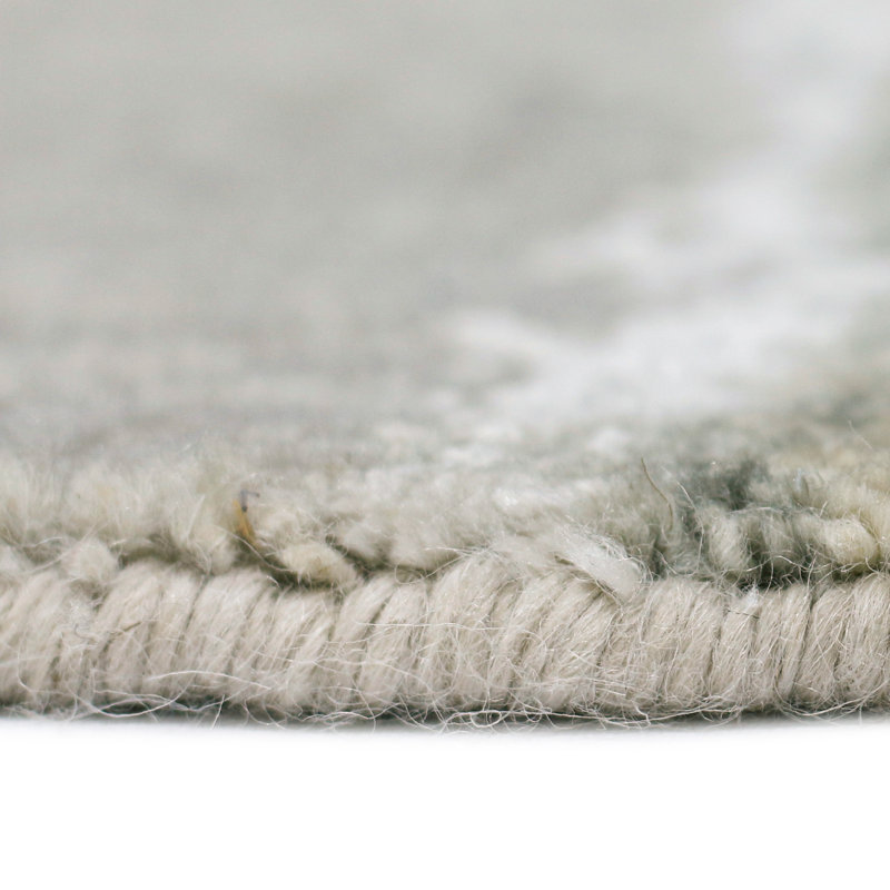 Gray Hand-Knotted Wool Viscose Abstract Accent Rug 2'x3'