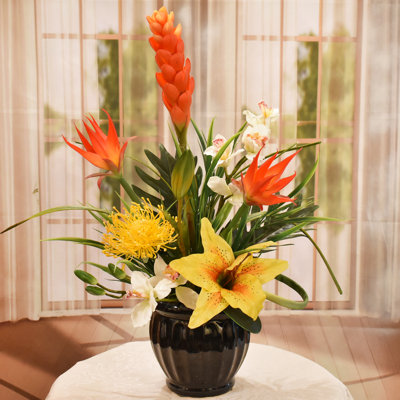 Faux Silk Mixed Arrangement in Vase