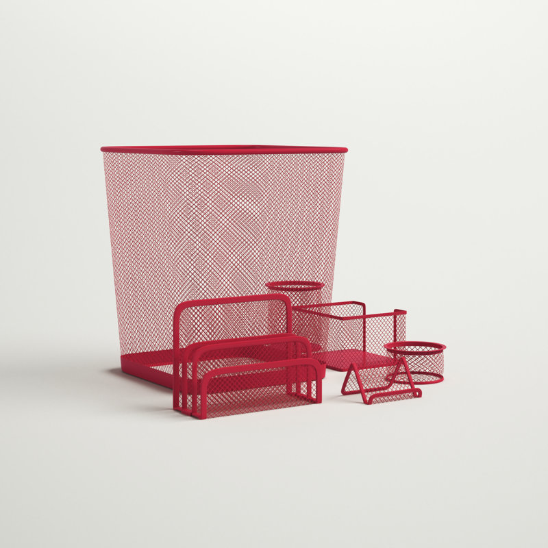 6-Piece Desk Organizer Set, Red