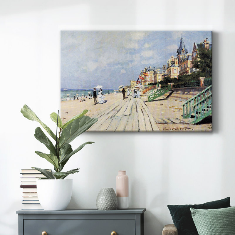 «Beach at trouville» par Monet-Gallery, toile tendue, H 12 po x l 18 po