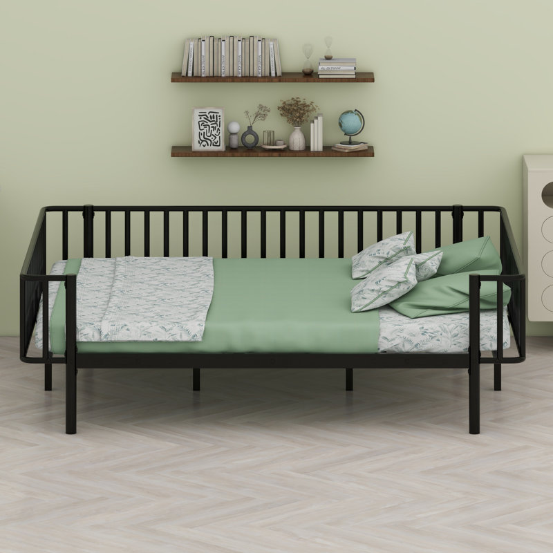 Metal Frame Daybed with Slat Support, Black