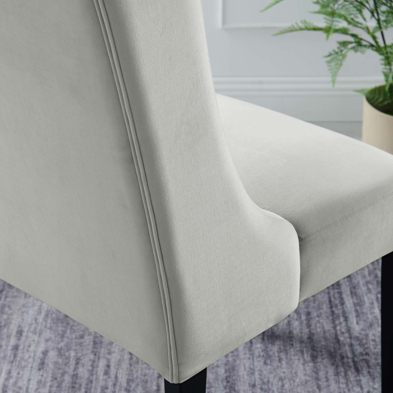 Modway Baronet Performance Velvet Dining Chairs - Set of 2, Light Gray