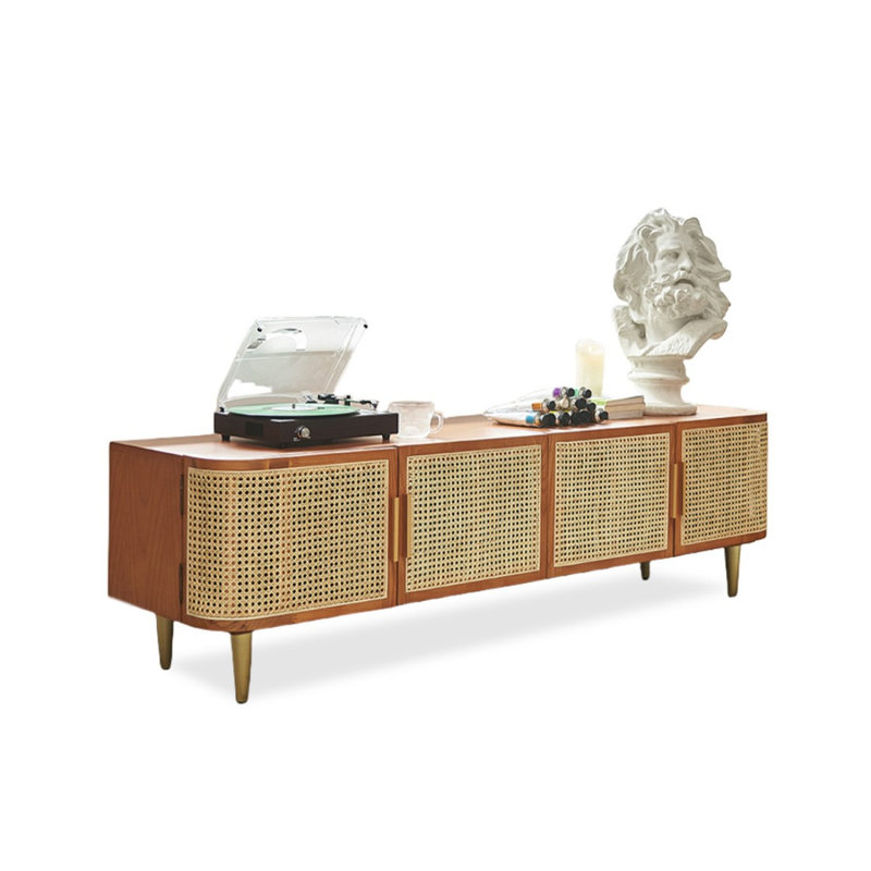 Meuble télé moderne en bois massif beige
