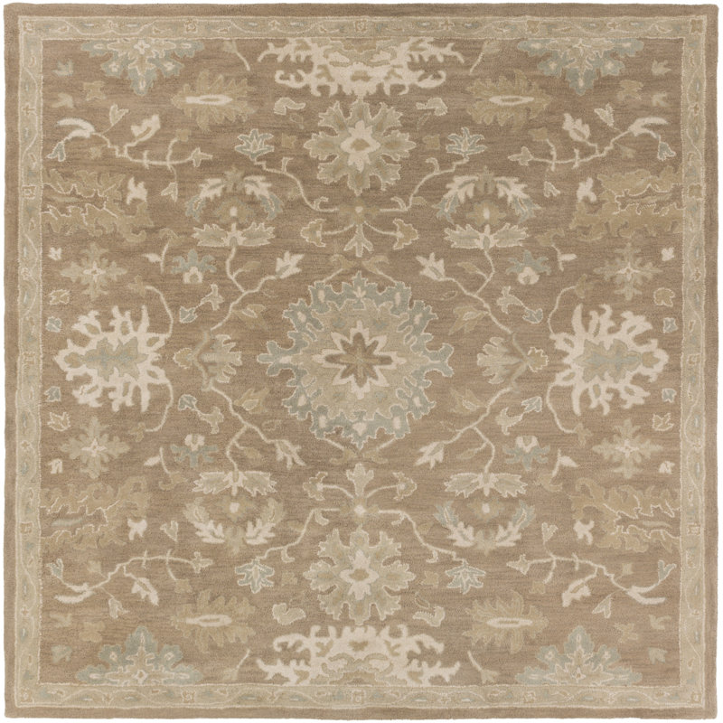 Gurusharan Oriental Hand-Tufted Wool Taupe/Beige/Brown Area Rug, Square 9'9"