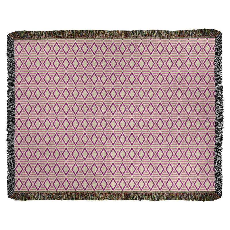 Couverture tissée Katelyn Elizabeth, L 60 po x L 80 po, Geometric Diamonds, Mauve