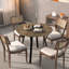 Table ronde brune pour la salle à manger, 36,27 po, pieds en métal, surface moderne, pouvant accueillir 2 à 4 tables de salle à manger de 36,27 po, plateau de table noir, sièges d'appoint