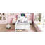 Lit plateforme simple en bois avec tête de lit à DEL, tête de lit fonctionnelle, tête de lit multifonctionnelle et 2 compartiments de tiroir avec garde-corps de couleur blanche-400422884