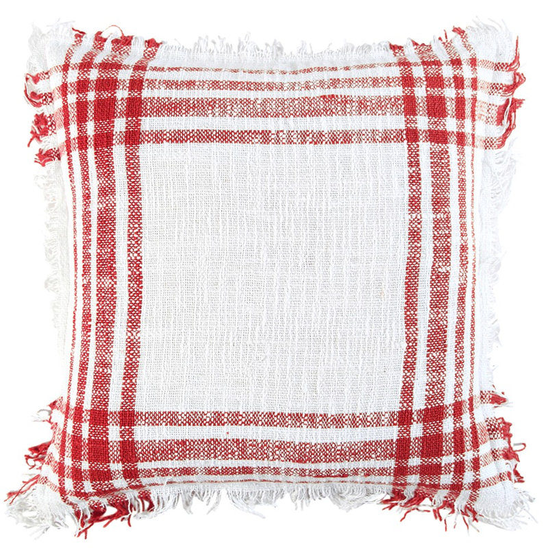 Coussin décoratif en coton, Blanc / Rouge