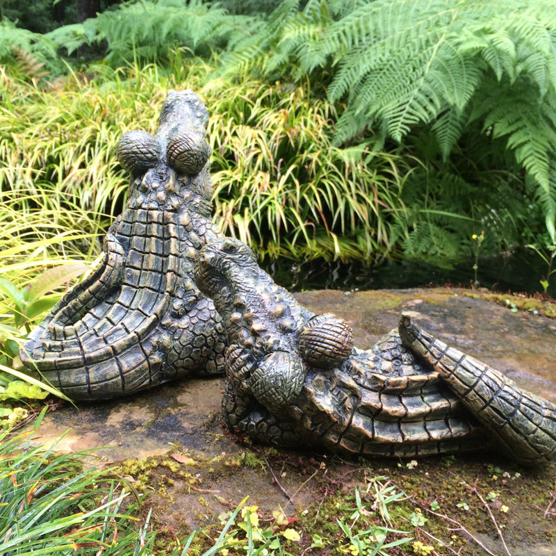 Ensemble de statue de jardin fantaisiste Gator l'alligator, H 7 po x l 5,5 po x P 7 po