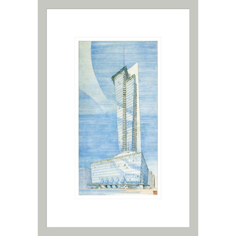 «Rogers Lacy Hotel Dallas TX (project)» par Frank Lloyd Wright, impression giclée encadrée, 16.75" H x 11.38" W