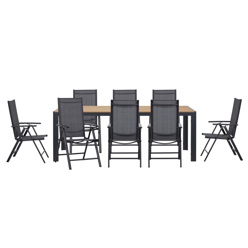 Jahairy 8 - Person Patio Dining Set Rectangular Table, Brown