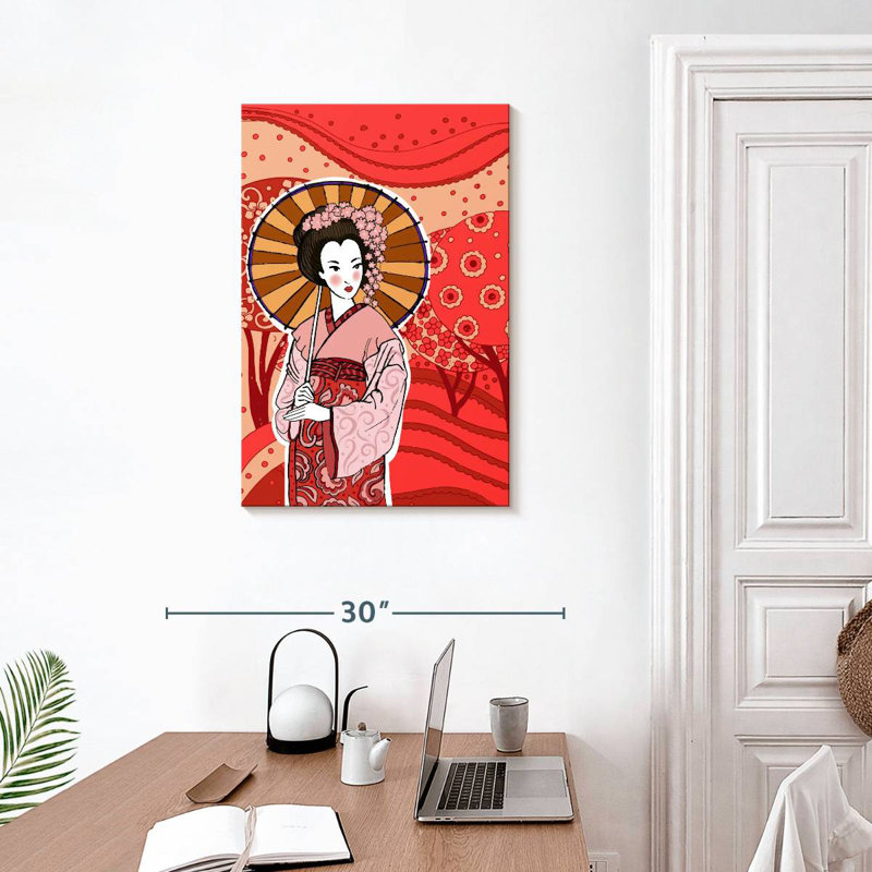 Geisha japonaise Leisha au printemps, H 30 po x l 20 po