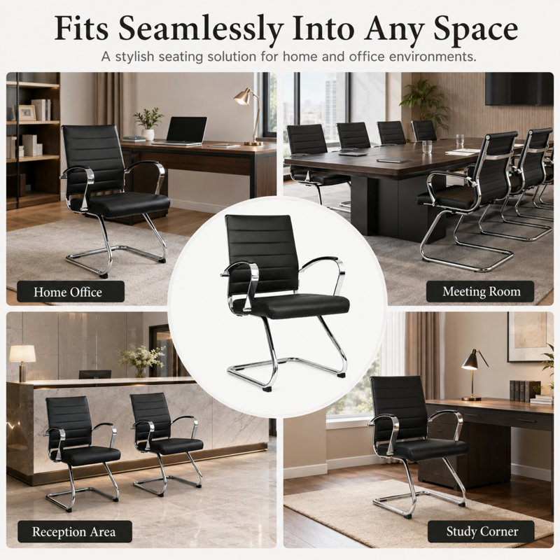 Doba Ergonomic Executive Office Chair in Leather with Lumbar Support and Steel Frame – Modern Desk or Conference Chair for Home Office, Study, or Workstation