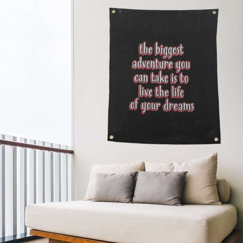 Tapisserie tableau noir en polyester le plus grand de la citation adventure, H 59 pi x l 50 po, Rouge