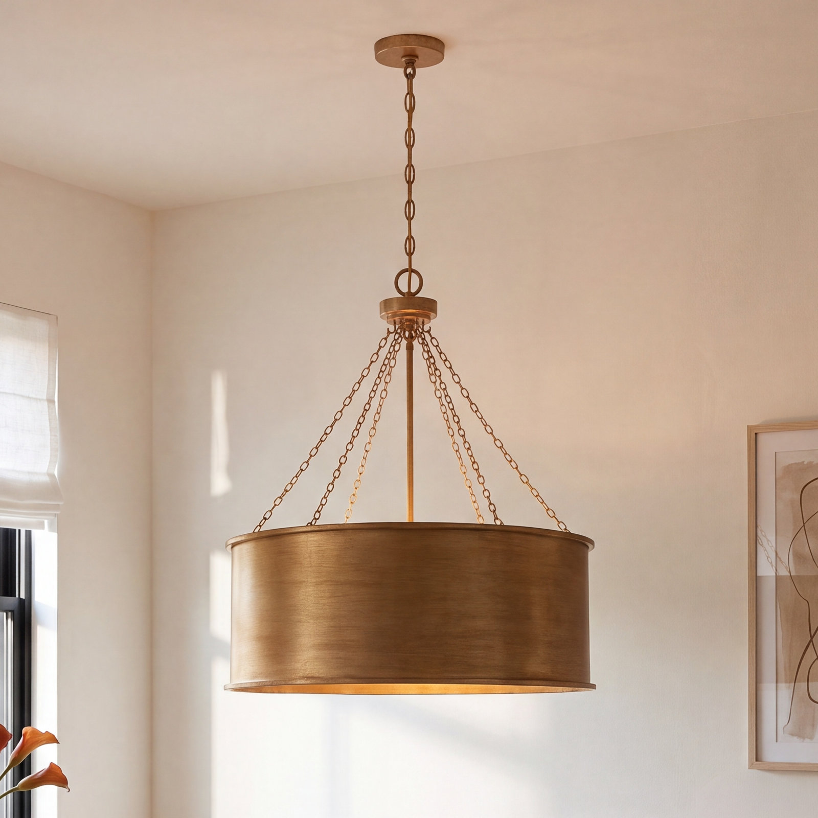 Soho Chandelier, Gold Patina, 6 Lights, 29" H x 25" W x 25" D