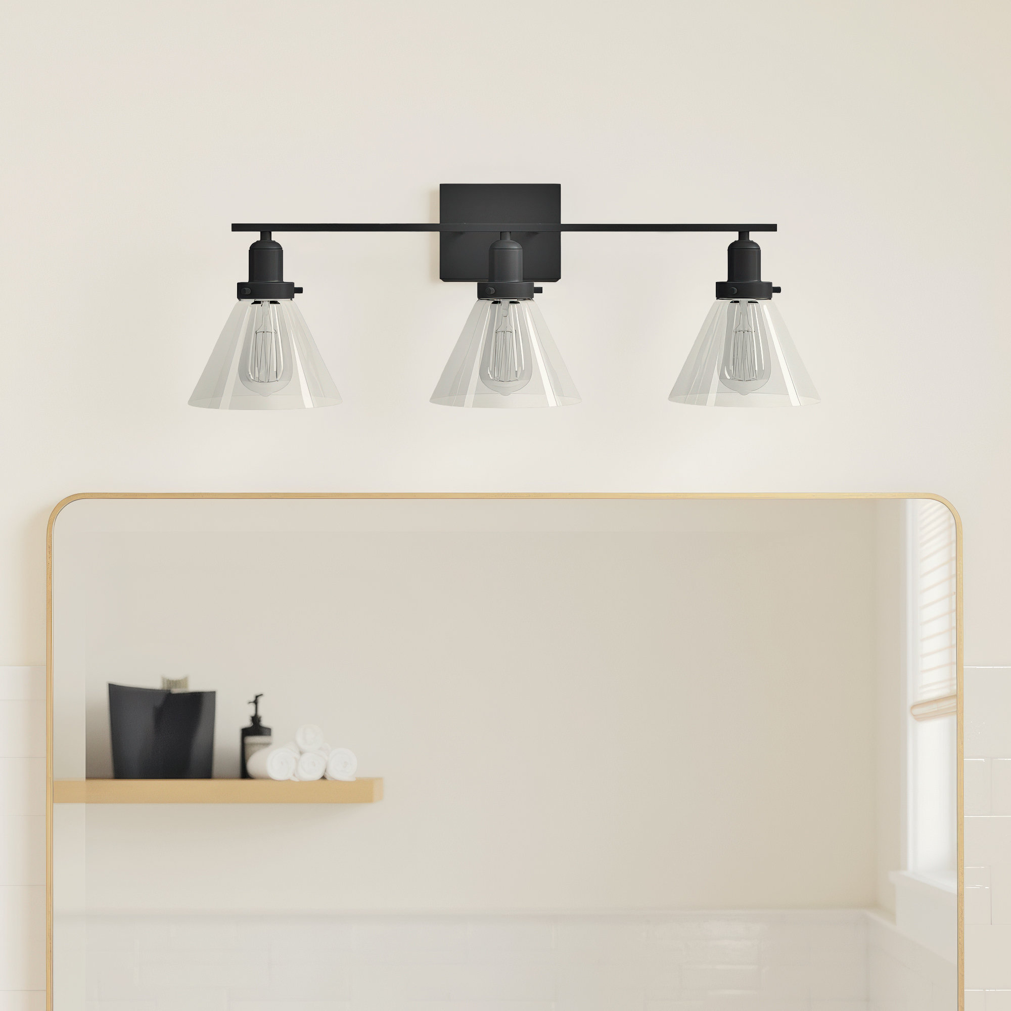 Catalina 3-Light Dimmable Bath Sconce, Black