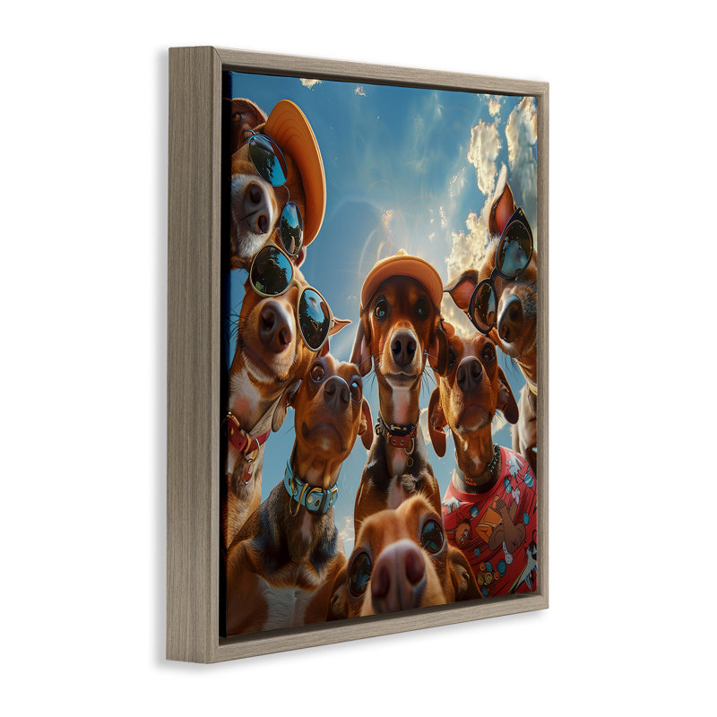  "Drôle de chien amusant" par Jim Baldwin, H 25 po x l 25 po, Cadre flottant orme Montalcino