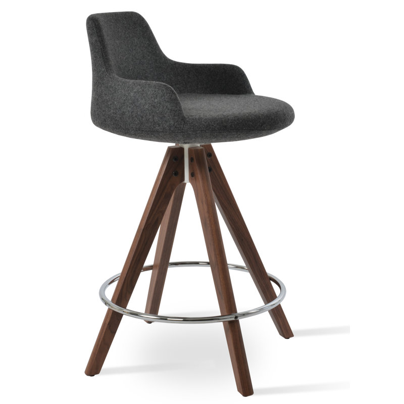 Tabouret de bar et de comptoir, Noyer, Tabouret de bar (hauteur d'assise de 29,5 po), Gris foncé
