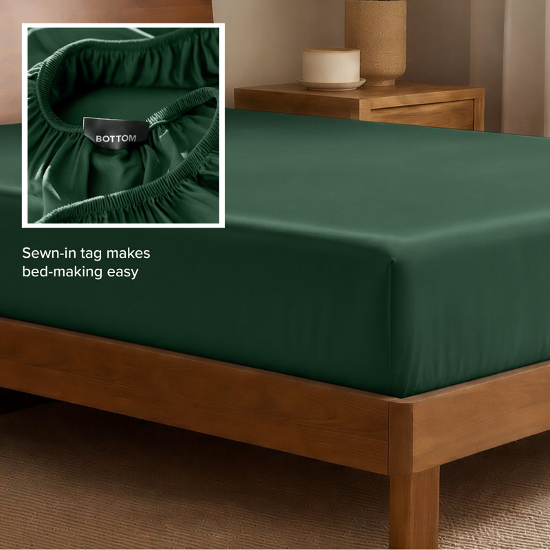 Rayon from Bamboo Fitted Sheet, Queen Fitted Sheet, Forest Green
