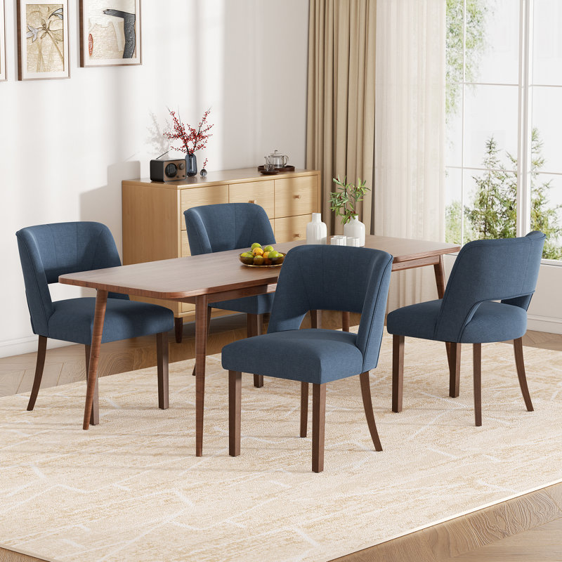 Chaise d'appoint rembourrée en bois massif, Bleu très foncé