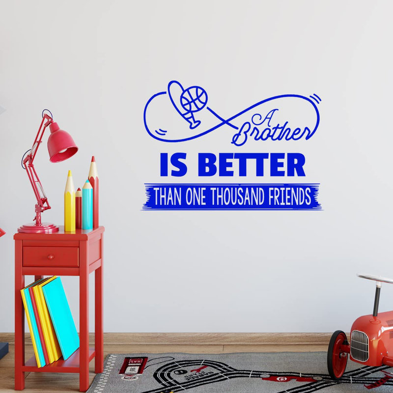 Adhésif décoratif «A Brother Better Than One Thousand Friends», H 21 po x l 30 po, Bleu