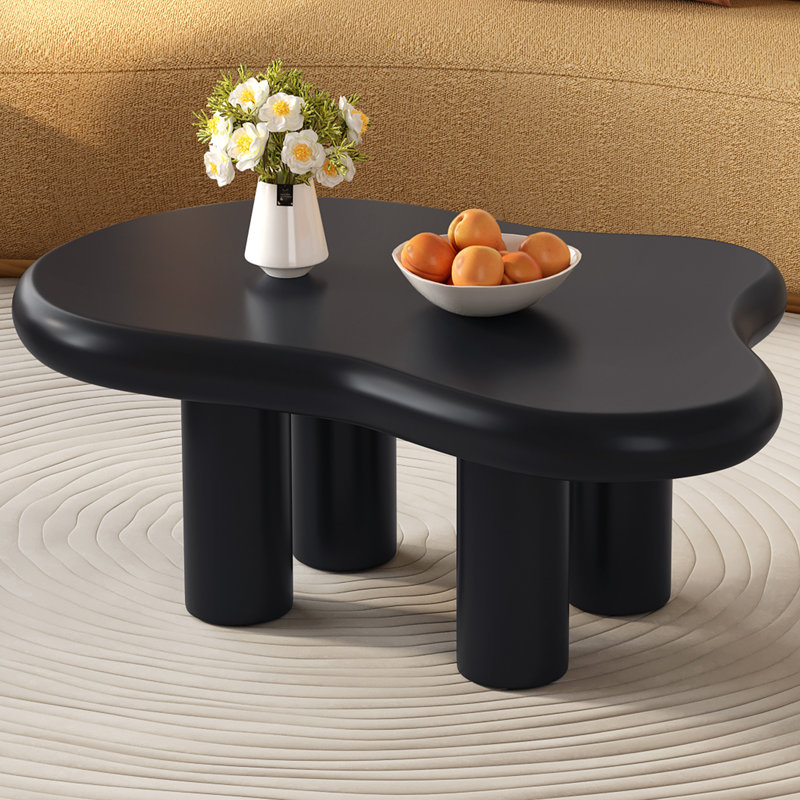 Guyii cute modern living room cloud black coffee table, small space minimalist style central table