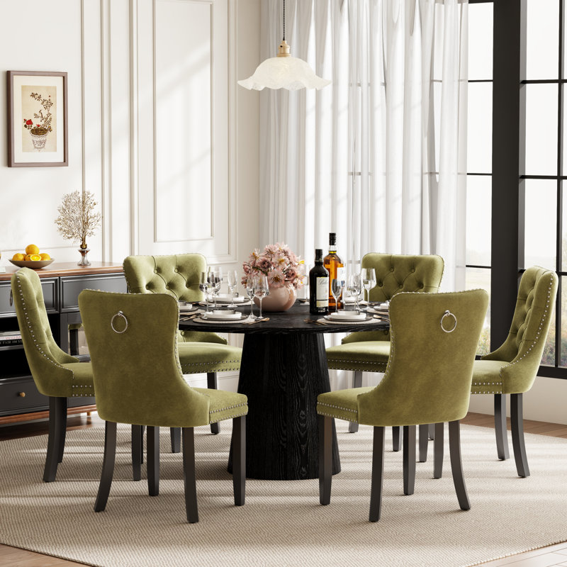 Ensemble de table de salle à manger ronde avec 4 chaises capitonnées rembourrées, ensemble de table de salle à manger de style Mid-Century pour coin-repas de cuisine