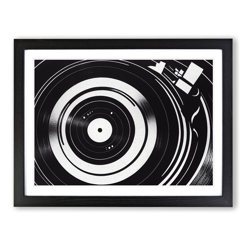Masterful Vinyl Record Abstract - Single Picture Frame Print, Black, 46cm H x 64cm W x 2cm D
