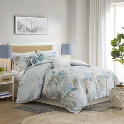 Harbor House Kiawah Island 5 Piece Cotton Duvet Cover Set With Throw Pillow In Blue