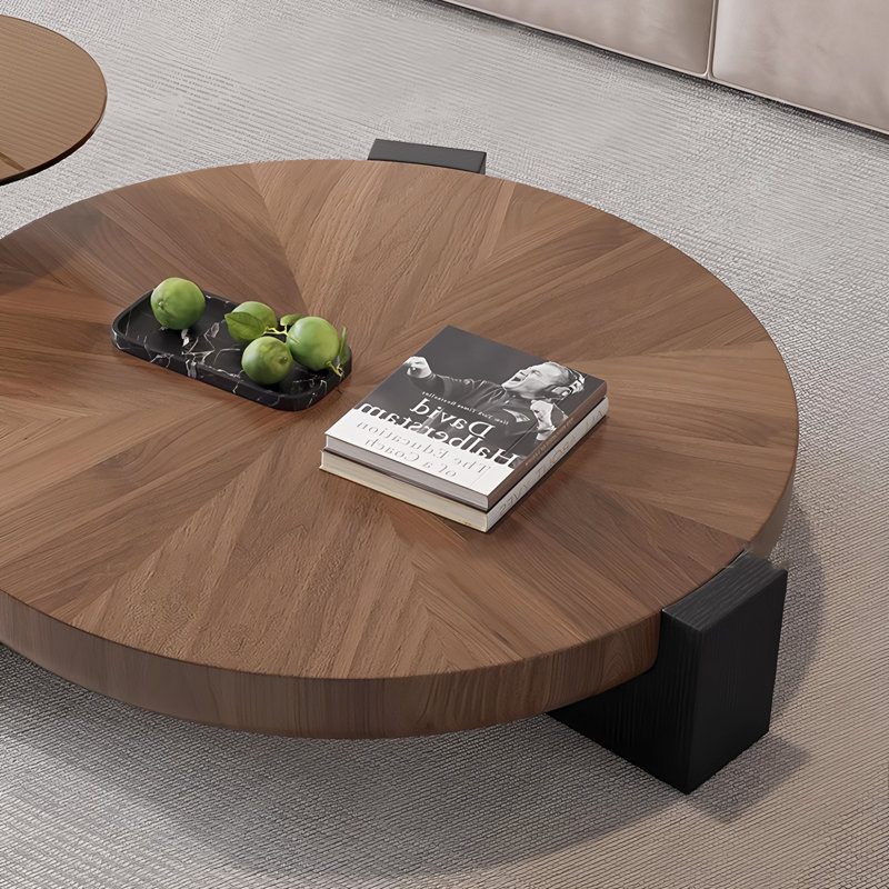 Kerween Modern Handmade Nesting Wood Coffee Table, Round(Set of 2), With Accent End Table