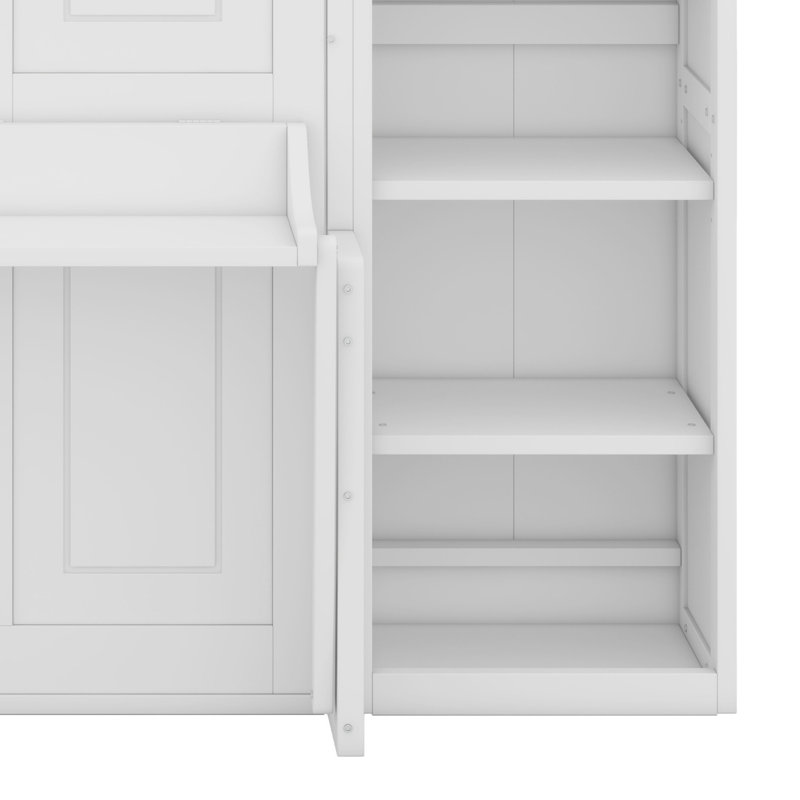 Lit escamotable avec bureau et bibliothèque Murphy, Blanc