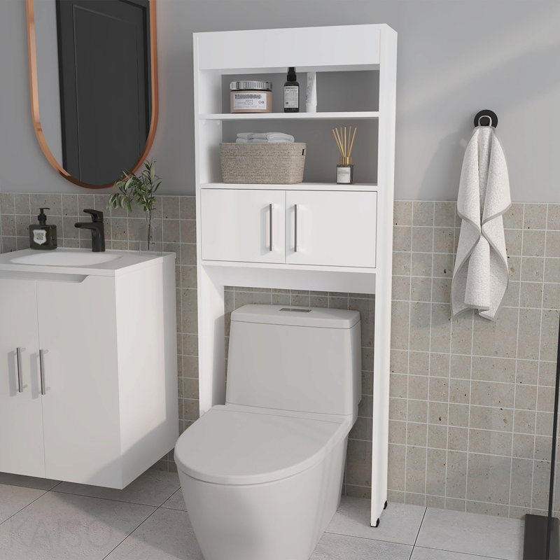 Armoire de rangement blanche à 2 portes avec tablettes ouvertes