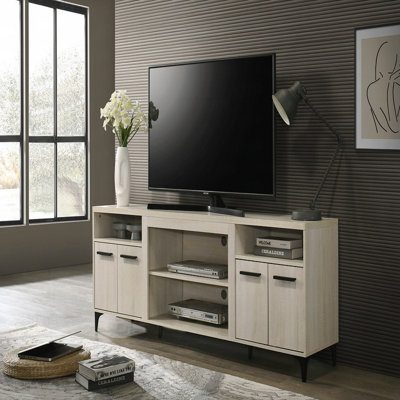 70"W Oak Finish 4-Door TV Stand