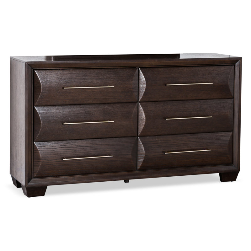 Commode 6 tiroirs Brookline, Brun