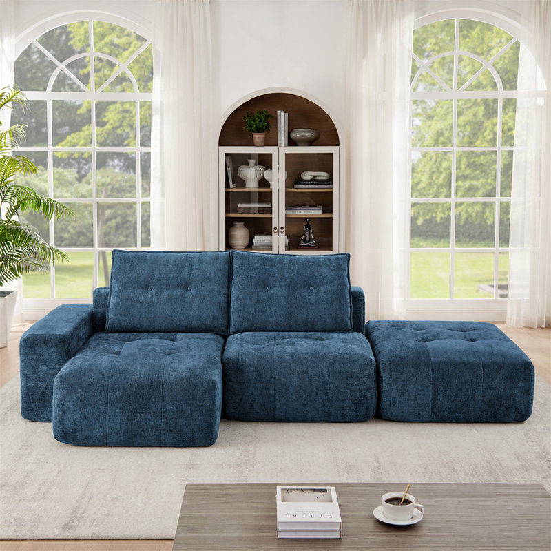Modular Sectional Sofa Couch No Assembly Required, Blue