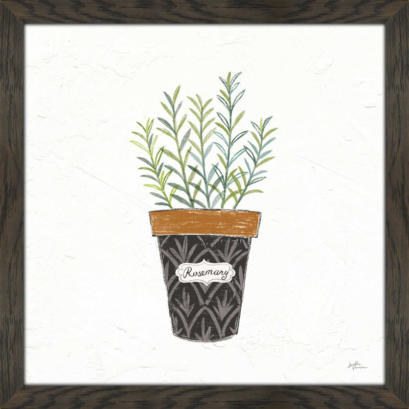 «Fine Herbs IX», reproduction d'art sur toile encadrée, H 21,5 po x l 21,5 po x P 0,75 po, Cadre chocolat patiné