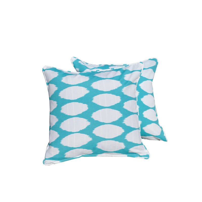 Polyester Euro Square Indoor/Outdoor Pillow Cover & Insert, 16.54" x 16.54" x 6.1", Dot Blue, Cotton