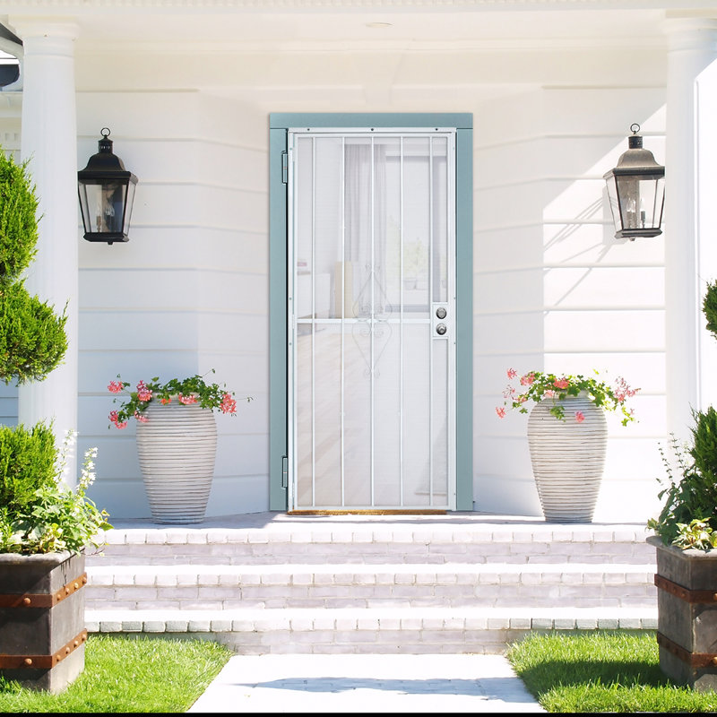 Grisham Iron Security Doors,White, 80"H x 36W" x 2"D