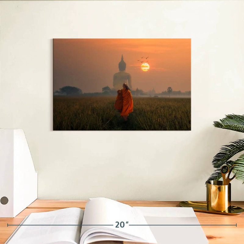 Adella Monk Behind Big Buddha, 8" H x 12" W