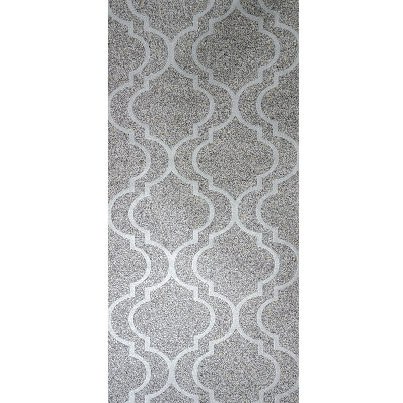 Papier peint lignes de treillis géométriques Mushinski Marrakech, Gris / argent / or / métallique